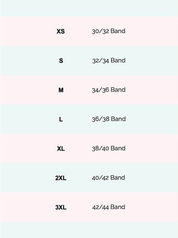 Image is of Lukafit's sports bra size chart 
