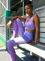 Lukafit Squatproof Legging Lavender Ombre Model in Baseball  Dugout