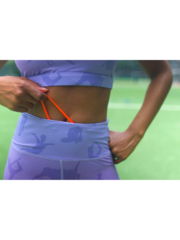 Lukafit Squatproof Biker Shorts Lavender Ombre Model Showing Hidden Drawstring