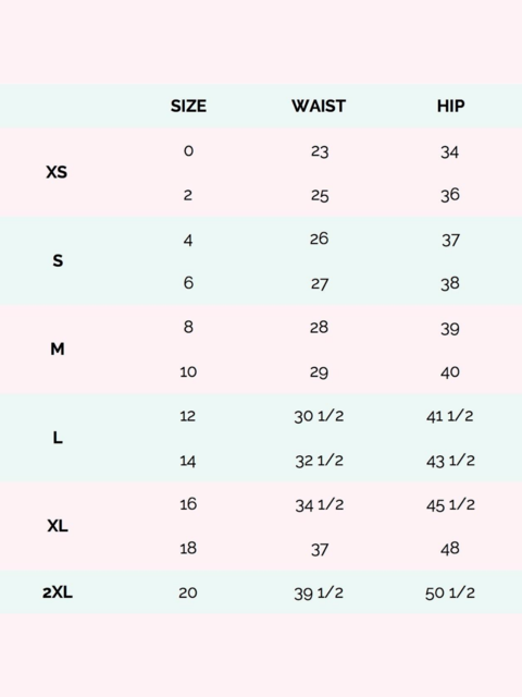 Lukafit Squatproof Legging Lavender Ombre Size Chart